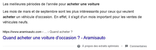 Featured Snippets : tout savoir pour les décrocher 3 Featured snippet avec texte simple