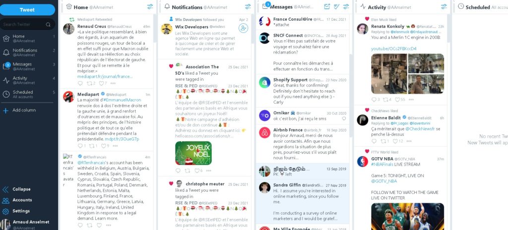 Bien organiser sa veille Twitter : nos astuces 2 capture ecran de TWEETDECK