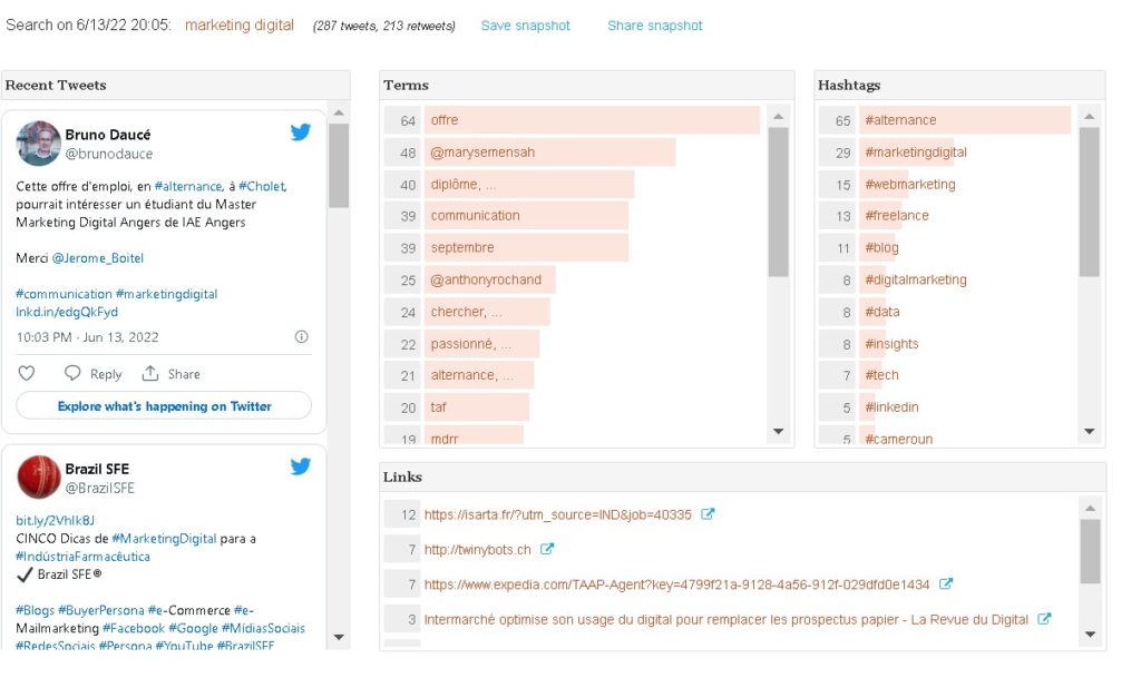 Bien organiser sa veille Twitter : nos astuces 3 capture ecran de TWXPLORER