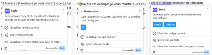 Rédacteur freelance : mes 7 outils indispensables 6 Language Tool : Exemples de correction