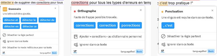 Rédacteur freelance : mes 7 outils indispensables 7 Language Tool : exemple de corrections