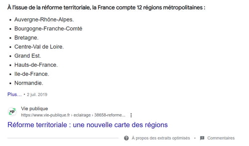 Featured Snippets : tout savoir pour les décrocher 4 La position zéro peut aussi se présenter sous forme de bullet points