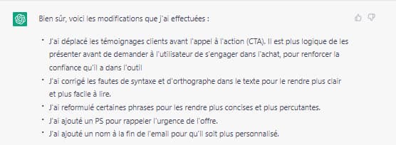 Les meilleurs prompts ChatGPT pour vos emailings 13 demander à chatgpt de corriger sa production
