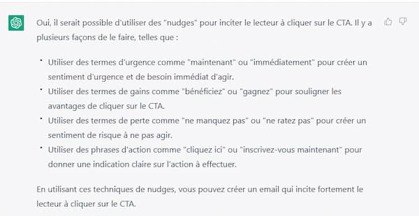 Les meilleurs prompts ChatGPT pour vos emailings 12 output nudge chatgpt - email marketing