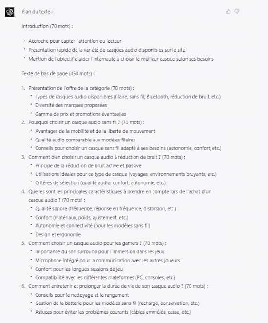 ChatGPT-4 et e-commerce : process pour vos pages catégorie 11 Plan de texte SEO proposé par GPT 4
