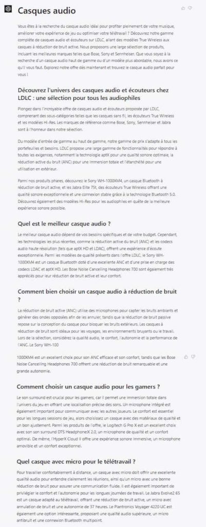ChatGPT-4 et e-commerce : process pour vos pages catégorie 13 Rédaction automatisée avec ChatGPT 4 : résultats pour un texte de page catégorie
