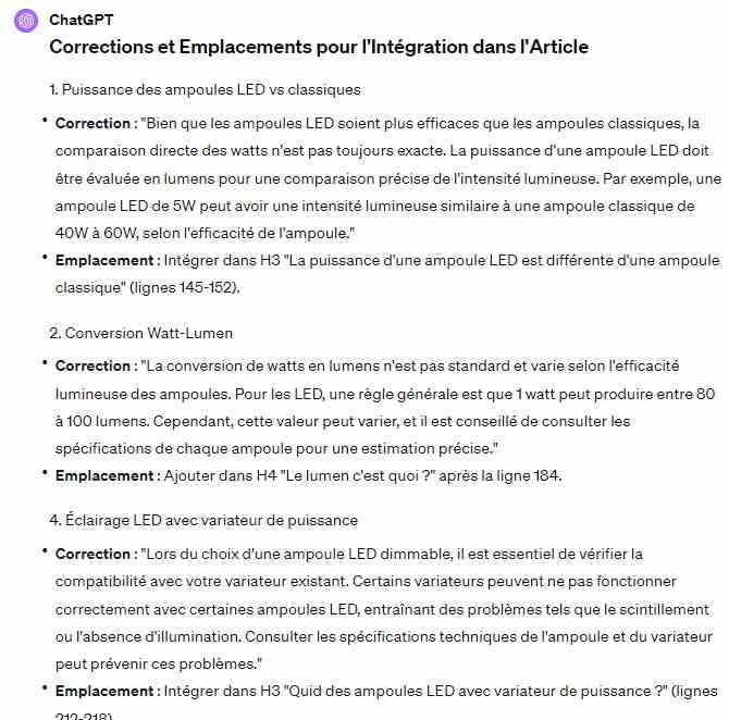 Corrigez vos articles à la perfection avec cette séquence de 6 prompts 4 etape 2 - correction article avec chatgpt - output