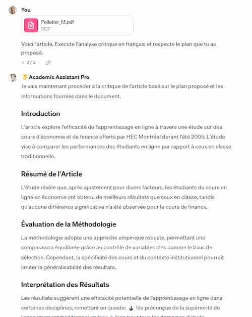 Test : les 6 meilleurs chatbots ChatGPT pour la rédaction 14 Test GPT Academic Assistant Pro - img 1