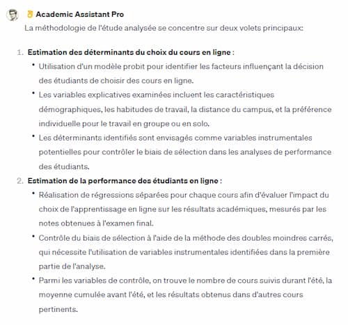 Test : les 6 meilleurs chatbots ChatGPT pour la rédaction 15 Test GPT Academic Assistant Pro - img 2