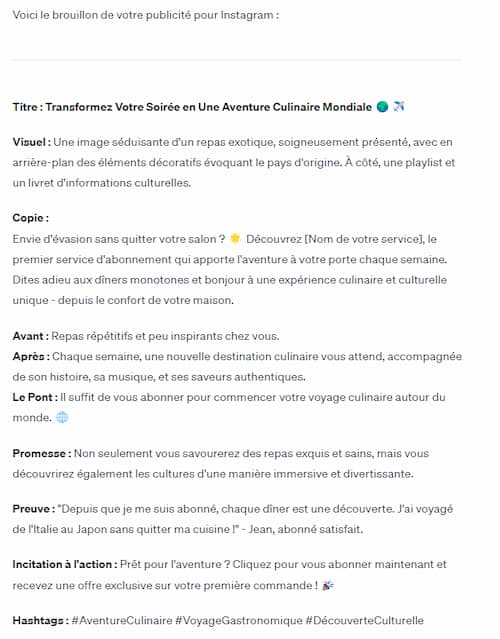 Test : les 6 meilleurs chatbots ChatGPT pour la rédaction 30 Test chatbot ChatGPT Copywriter GPT - img 2