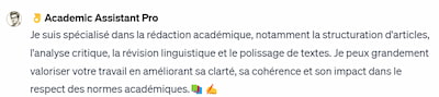 Test : les 6 meilleurs chatbots ChatGPT pour la rédaction 4 chatbot personnalisé (Custom GPT) Academic Assistant Pro