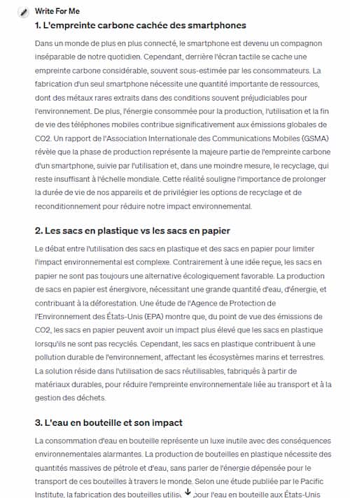 Test : les 6 meilleurs chatbots ChatGPT pour la rédaction 9 Test GPT Write for me - img 1