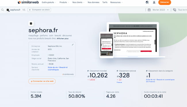 Similarweb : estimer le volume de trafic d'un site web gratuitement]
