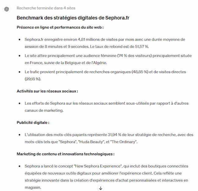 Analyser le trafic de sites web : outils gratuits et astuces ! 8 réponse de ChatGPT lorsqu'il analyse un concurrent sur le web