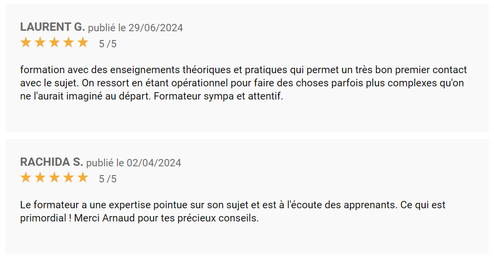 Avis d'apprenant : formation Améliorer le SEO de ses articles par Arnaud ANSELMET