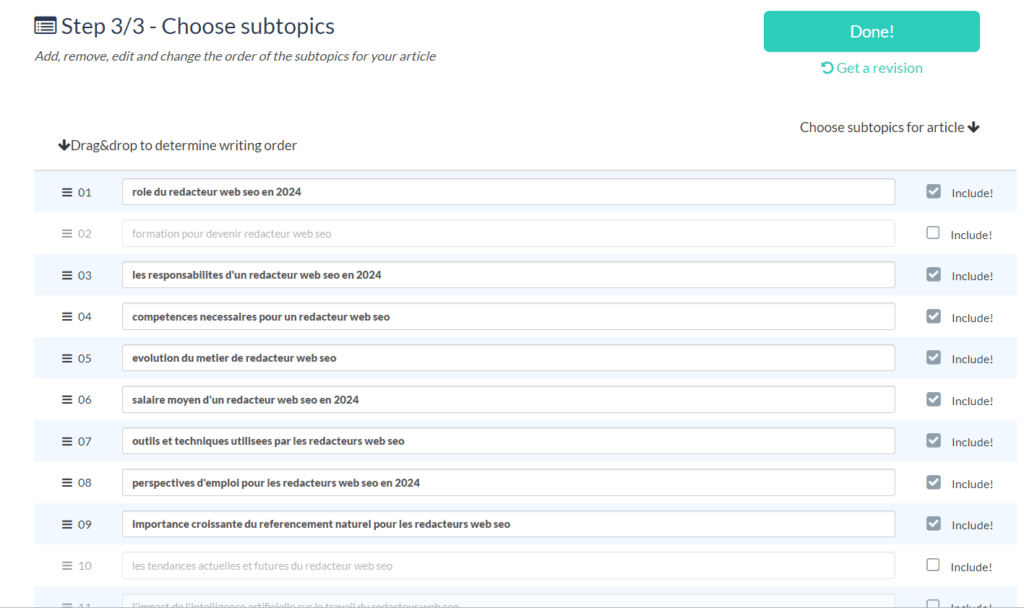 AI Writer : test complet et avis (impartial) 4 Construire le plan de son article avec AI Writer