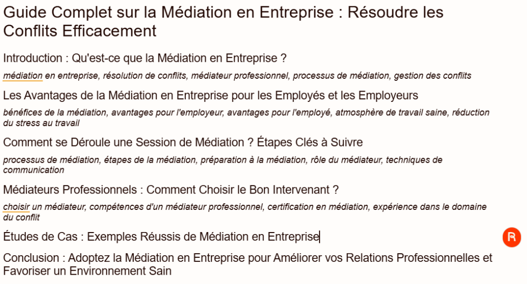 Rytr : résultats Blog Idea 1