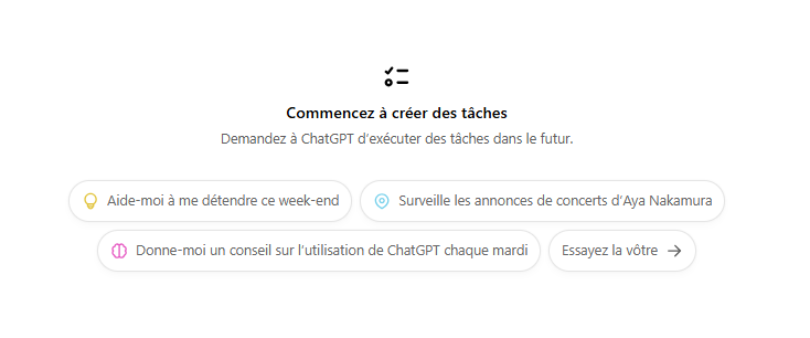 Commencer à créer une nouvelle tache dans chatgpt