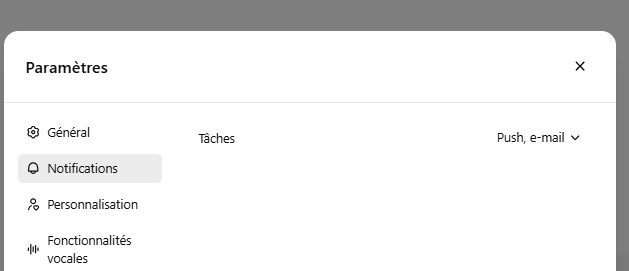 Panneau de configuration des alertes pour les tâches ChatGPT